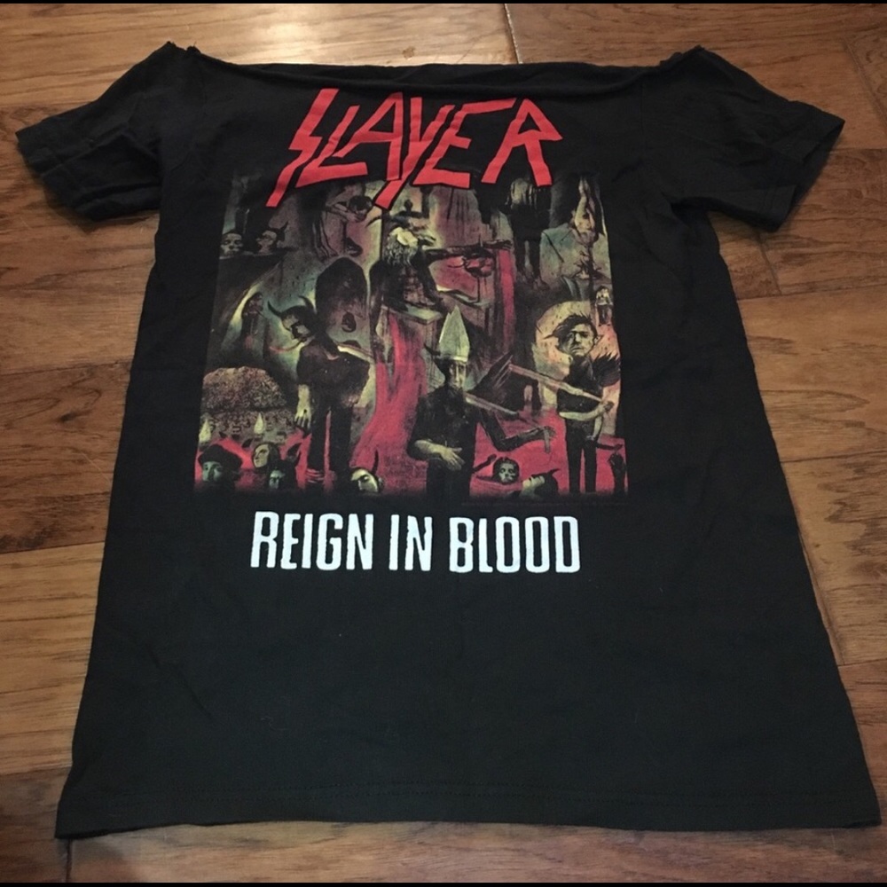 Slayer off the shoulder tee